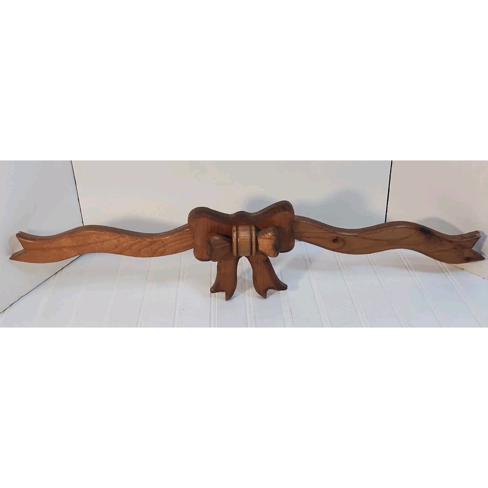 VTG Solid Wood Bow & Ribbon 27" Wall Door Hanging Decor Ribbon Design Farmhouse